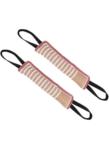 Opopark 2 Pieces Dog Bite Tug Toy, Durable Pull Toy with 2 Strong Handles for Medium to Large Dogs, Ideal for Tug of War, Fetch, Puppy Training &amp; Interactive Play