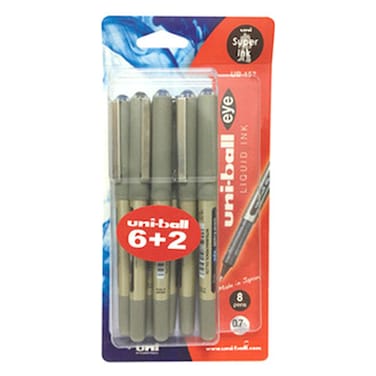 Uni-ball Eye Liquid Ink Rollerball Pen UB157 Blue and Black 0.7mm 8 PCS