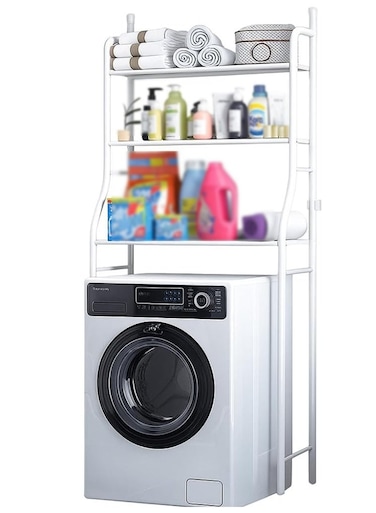 Adjustable Laundry Rack Stand   Space-Saving Washing Machine Organizer   Multiple Shelves for Bathroom Items, Cleaning Supplies &amp; Towels   Strong, Long-Lasting Build   Easy to Assemble