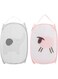 2 Pieces Folding Laundry Baskets, Pop-Up Mesh Laundry Basket Foldable Laundry Basket with Handle 30 x 30 x 50 cm (Pink and Grey)