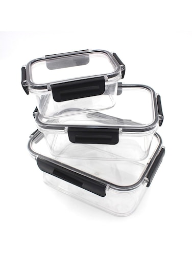Auroware 3 Set Storage Sealed Crisper Container with Leak proof Lid 500ml, 1.2 Liter, 2.2 Liter kitchen Organisation, Transparnet, BPA-Free, Airtight, Stain, Shatter Resistance