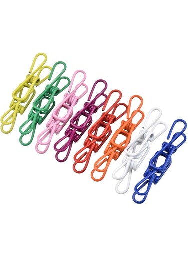 Fangehong 40 Pcs Clothes Line Clips, Utility Clothes Pegs Hanger, Windproof Clothespin, Strong Metal Laundry Hanging Clips for Washing Line, Towel, Paper Binding and Snacks Sealing, Random Color