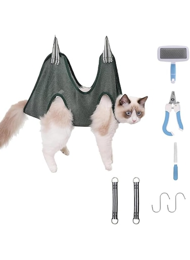 ALMEKAQUZ Pet Grooming Hammock Harness,Breathable Dog Cat Restraint Bag with Nail Clipper and File,Cat Nail Clipper Hammock,Dog Sling for Grooming(Pack of 8)