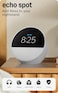 Echo Spot (newest model), Great for nightstands, offices and kitchens, Smart alarm clock, Designed for Alexa+, Glacier White

