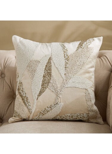Box Leaf Pattern Filled Cushion - 50x50 cm