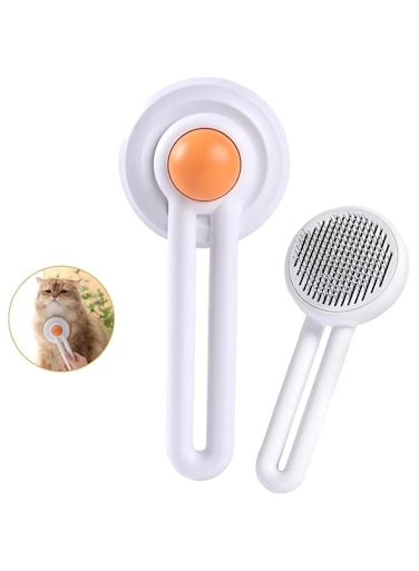Joyzzz Cat Grooming Brush, Stainless Steel Teeth Comb Self Cleaning Slicker, Doggy Pet Kittens One-Click Shedding Button, for Cats Dogs Removal Loose Matted Tangled Hair Massage