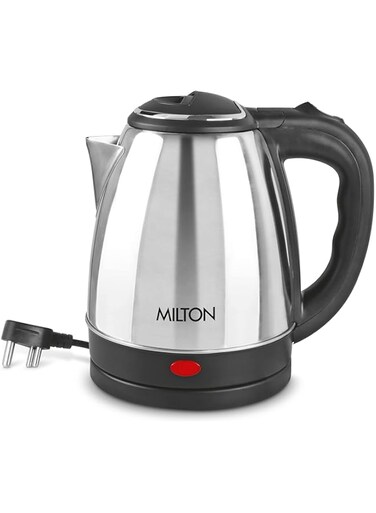 Milton Euroline Go Electro 2.0 Stainless Steel Electric Kettle, 1 Piece, 2 Litres, Silver   Power Indicator   1500 Watts   Auto Cut-off   Detachable 360 Degree Connector   Boiler for Water