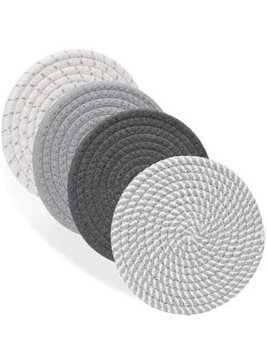 7 Trivets for Hot Dishes, Hot pots and Pans, 4 Heat Resistant Hot Pads, Pot Holders for Kitchen, Hot Plate Mats for Kitchen Countertops, Table, Home Essentials, Farmhouse Decor (Gray)
