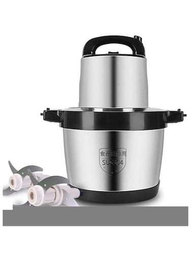 Elterazone 6L Meat Grinder &ndash; 1000W Stainless Steel Food Processor with 4 Sharp Blades for Meat, Vegetables, Fruits &amp; Nuts &ndash; Powerful and Safe Kitchen Grinder (6L)