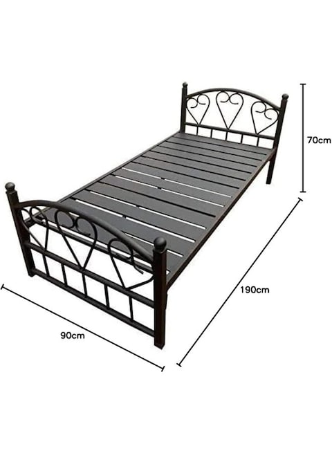 Full Heavy Duty Single Steel Bed Black 90x190Cm
