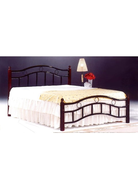 Wooden Steel King Size Bed Cherry Brown Legs -180 x 190 cm SH-King With Medical Mattress