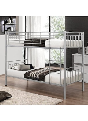 Duty Steel Bunker Bed (190x90cm) Silver With Mattress