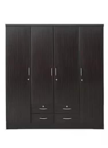 4 Door Wooden Wardrobe Cabinet Cupboard Engineered Wood Perfect Modern Stylish Heavy Duty Wenge