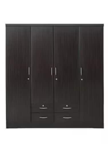 4 Door Wooden Wardrobe Cabinet Cupboard Engineered Wood Perfect Modern Stylish Heavy Duty Wenge