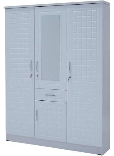 3 Door Wooden Wardrobe Cabinet Cupboard Engineered Wood Perfect Modern Stylish Heavy Duty White