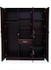 3 Door Wooden Wardrobe Cabinet Cupboard Engineered Wood Perfect Modern Stylish Heavy Duty Wenge