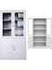 Four Door Steel Cabinet With Glass, File Cabinet Grey 40x90x185cm