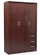 3 Door Wardrobe for Bedroom with 3 Drawers and 3 Shelves   Cupboard for Home   Bedroom Wardrobes   Engineered Wood Cupboard Mohagany, Space Saver LXWXH in 120X50X190 cm)