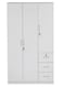 3 Door Wardrobe for Bedroom with 3 Drawers and 3 Shelves   Cupboard for Home   Bedroom Wardrobes   Engineered Wood Cupboard White, Space Saver LXWXH in 120X50X190 cm)