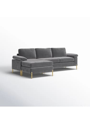 Luxurious Geo Velvet Sectional – L-Shaped