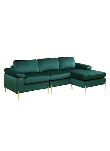 Sulsha Furniture Sophisticated Lian Velvet Sectional &ndash; L-Shaped Sofa
