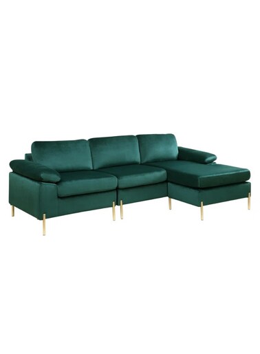 Sulsha Furniture Sophisticated Lian Velvet Sectional &ndash; L-Shaped Sofa