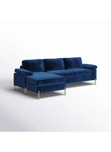 Luxurious Geo Velvet Sectional – L-Shaped