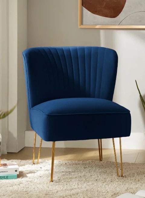 Modern Accent Velvet Chairs Comfy Upholstered Arm Chair Single Sofa With Golden Metal Frame Legs For Living Room Visitor Room