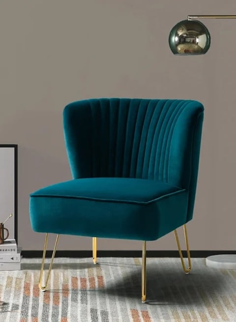 Modern Accent Velvet Chairs Comfy Upholstered Arm Chair Single Sofa With Golden Metal Frame Legs For Living Room Visitor Room