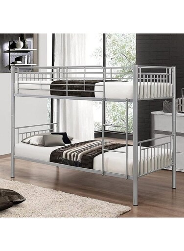 Duty Steel Bunker Bed (190x90cm) Silver With Mattress
