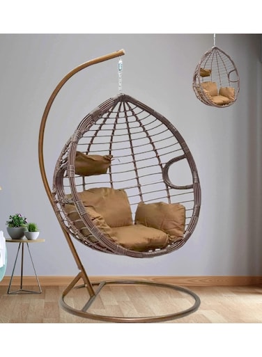 SULSHA  Outdoor Comfortable Swing Chair Nordic Home Balcony Hanging Basket Wicker Chair Swing Leisure Bird's Nest Adult Hanging Chair for Terrace Balcony Garden
