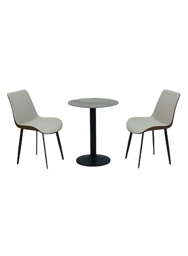 Sulsha Stork 3-Piece Square Dining Set   Sturdy Kitchen Dining Table With 2 Dining Chairs   1+2 Seater Modern Design Furniture For Home, Dining Room - 60x60x75 White/Mable