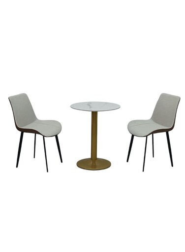 Sulsha Stork 3-Piece Square Dining Set   Sturdy Kitchen Dining Table With 2 Dining Chairs   1+2 Seater Modern Design Furniture For Home, Dining Room - 60x60x75 White/Mable