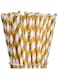 Paporich Gold and White Stripes Paper Straws,Paper Straws for Drinking,Cute Disposable Straws,Biodegradable Disposable Drinking Straws for Christmas,New Year,Party Decoration Supplies(Pack of 100)