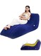 Sofa Air Chair Inflatable Lounge Couch Bed, Flocked Bean Bag Style with Back Support, Portable and Lightweight for Travel, Camping, Hiking, Indoor &amp; Outdoor Relaxation, Blue