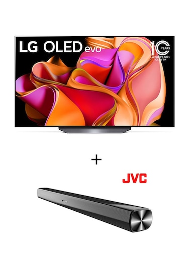 LG OLED55CS3VA 55-Inch evo CS3 4K Smart TV HDR Black 2023 + JVC TH-N322B 2.0CH Soundbar Bluetooth USB FM Radio