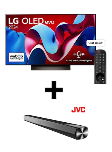LG OLED48C46LA 48-Inch evo C4 4K Smart TV 2024 + JVC TH-N322B 2.0CH Soundbar Bluetooth USB FM Radio