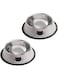Rapsrk Stainless Steel Cat/Dog Bowls with Rubber Base Non-Slip Puppy Dish,Pets Feeder Bowl and Water Bowl Perfect Choice (Grey+Grey)