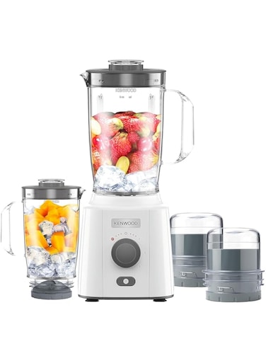 Kenwood Blender 650W Smoothie Blender/Smoothie Maker Blend-X Fresh 1.5L With Extra Blender Jar, Grinder Mill, Grater Mill, Ice Crush Function Blp41.H0Wh White
