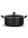 Casserole Black Granite, Premium Cookware, Even Heating, Tempered Glass Lid, High Quality Aluminum, Non-Stick Coating , Bakelite Heat Resistant Handle, Easy to Clean, 30 Cm &amp; 10 Ltr