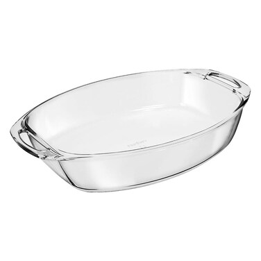 Medium Oval Glass Roaster with Handle 3.2L Durable Heat-Resistant Bakeware Dish. Oven Safe Transparent Bakeware for Lasagna, Cakes, Brownies, Roasting &amp; Casseroles Heat Resistant Durable Glass Dish for Home &amp; Kitchen
