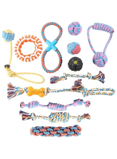 allmart Dog Rope Toys for Aggressive Chewers - Set of 12 Nearly Indestructible Dog Toys - Bonus Giraffe Rope Toy - Benefits NONPROFIT Dog Rescue