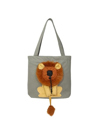 FUNTLY Pet Canvas Shoulder Carrying Bag,Cute Lion-Shaped Pet Canvas Shoulder Bag Cat Carrier,Small Pet Canvas Tote Chest Bag,Pet Carrier for Small Dogs and Cats Pet Supplies(C,17.3 x 15.7in)