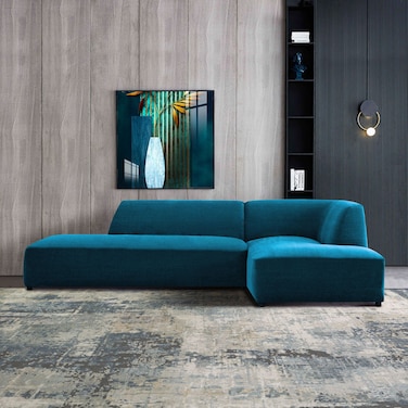 Karnak Mont 3 Seater L-Shape Velvet Sofa - Blue Sapphire