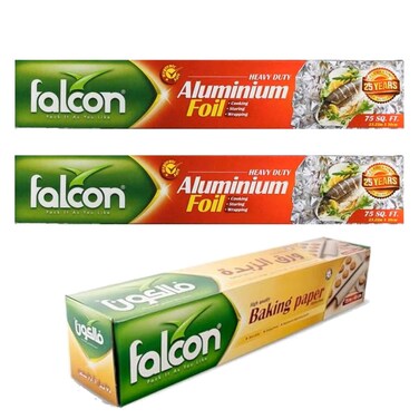 فالكُن فويل ألومنيوم ثقيل – فضي، عدد 2 + ورقة خبز واحدة