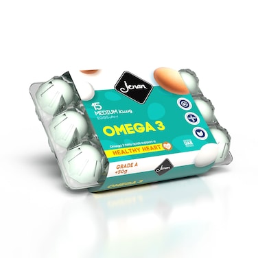 Jenan Omega 3 Medium White Eggs 15 PCS