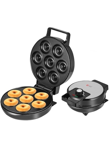 DLC Mini Donut Maker - Electric Non-Stick Surface Makes 7 Small Doughnuts- Decorate, Frost or Ice Your Own for Kid Friendly Baked Dessert Treat - Donut Maker, Unique Summer Baking Activity for Adults