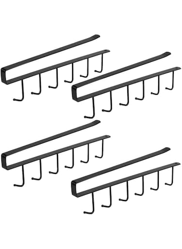 eWINNER 6Hooks Multi-Function Coffee Mug Holder Under Cabinet Hanging Closet Organizer Kitchen Storage Rack Hooks for Cup/Mug/Cabinet/Kitchen utensils (4pack)