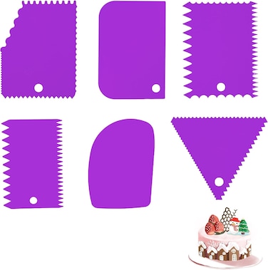 NiCoLa 6PCS Cake Scraper Set - Purple Cake Decorating Tools