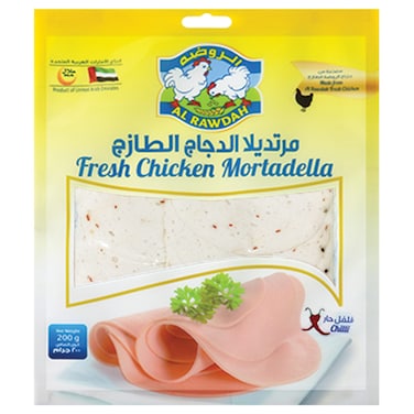 الروضة مرتديلا دجاج طازجة بالفلفل الحار، 200غ